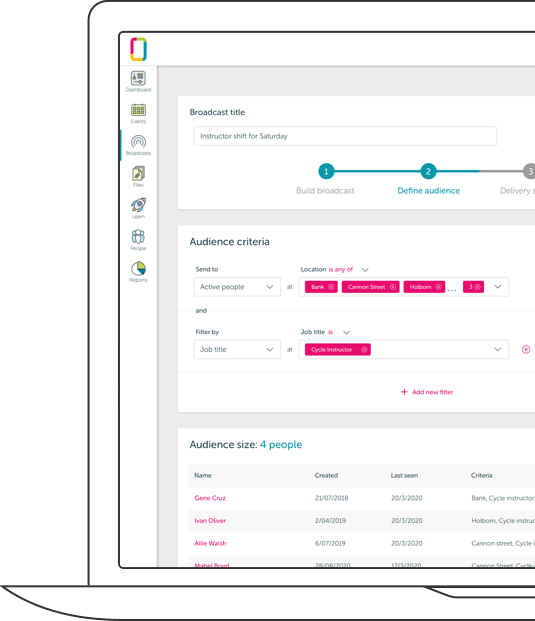 OurPeople Audience builder