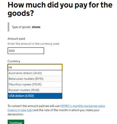 Goods check and currency.